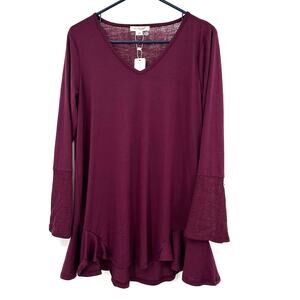 Simply Noelle Size S / M NWT Knitted Peasant Blouse Bell Sleeves Purple